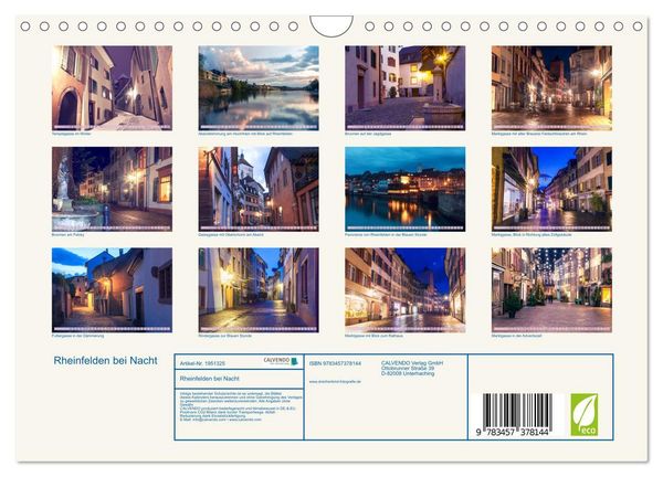 Produktbild: Rheinfelden bei Nacht (Wandkalender 2026 DIN A4 quer), CALVENDO Monatskalender