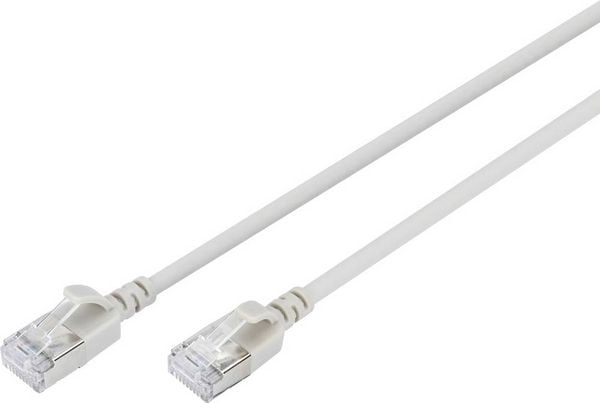 Produktbild: Digitus DK-1632-A-005S RJ45 Patchkabel CAT 6a F/FTP 0.5 m Grau Farbcodiert, Geschirmt, mehrdr&auml;htig, mit Knickschutzt&uuml;lle 1 St.