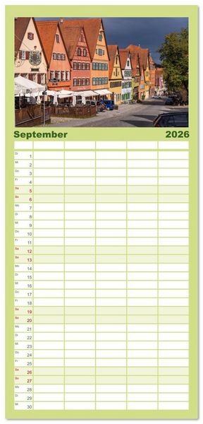 Produktbild: Familienplaner 2026 - Deutschlands sch&ouml;nste Altst&auml;dte - Bayern mit 5 Spalten (Wandkalender, 21 x 45 cm) CALVENDO