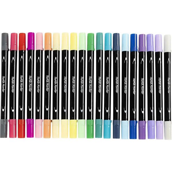 Produktbild: Creativ Company Textil-Marker, Zus&auml;tzliche Farben, Strichst&auml;rke 2,3+3,6 mm, 20er Set