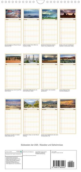 Produktbild: S&uuml;dwesten der USA - Klassiker und Geheimnisse - Familienplaner hoch (Wandkalender 2022 , 21 cm x 45 cm, hoch)