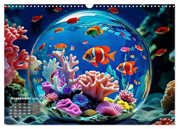 Produktbild: Aquarium in einer Glaskugel (Wandkalender 2026 DIN A3 quer), CALVENDO Monatskalender
