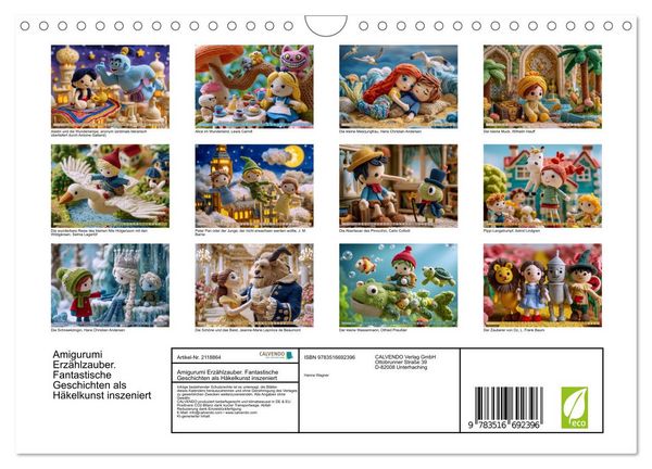Produktbild: Amigurumi Erz&auml;hlzauber. Fantastische Geschichten als H&auml;kelkunst inszeniert (Wandkalender 2026 DIN A4 quer), CALVENDO Monatskalender