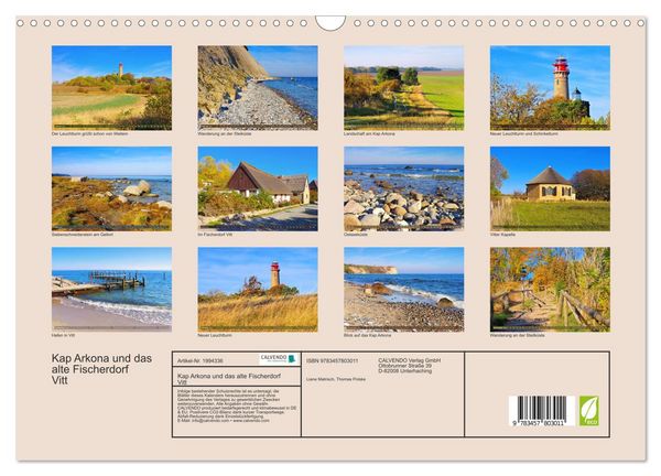 Produktbild: Kap Arkona und das alte Fischerdorf Vitt (Wandkalender 2026 DIN A3 quer), CALVENDO Monatskalender
