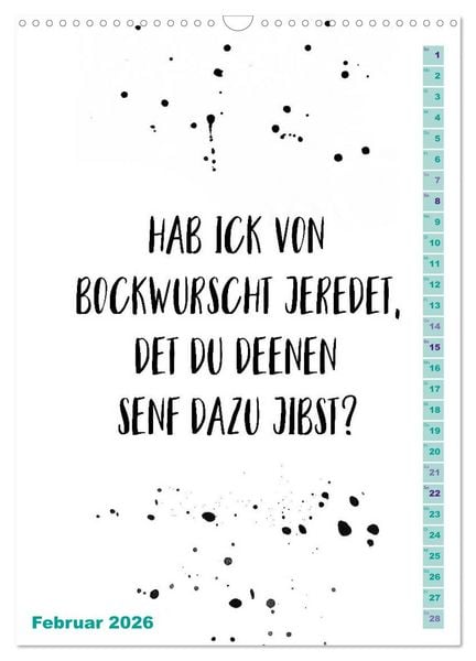 Produktbild: BERLINERISCH Lustige Spr&uuml;che (Wandkalender 2026 DIN A3 hoch), CALVENDO Monatskalender