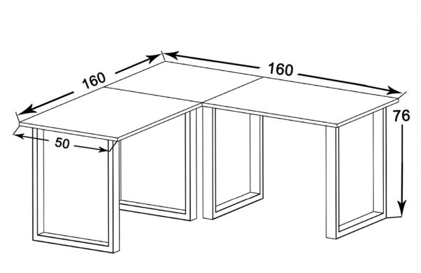 Produktbild: U Schreibtisch Eckschreibtisch L Form 160x160x50