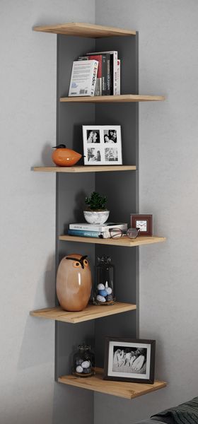 Produktbild: Holz Wandregal H&auml;ngeregal Eckregal Regal Balos XL