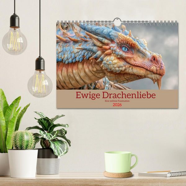 Produktbild: Ewige Drachenliebe - Eine zeitlose Faszination (Wandkalender 2026 DIN A4 quer), CALVENDO Monatskalender
