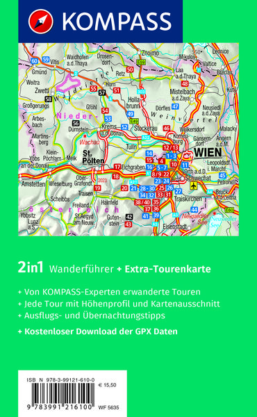 KOMPASS Wanderführer Wien mit Wienerwald, Wein- und Waldviertel, 60 Touren mit Extra-Tourenkarte