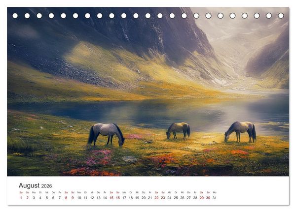 Produktbild: Im Wind der Freiheit - Ein Jahr voller Pferde (Tischkalender 2026 DIN A5 quer), CALVENDO Monatskalender