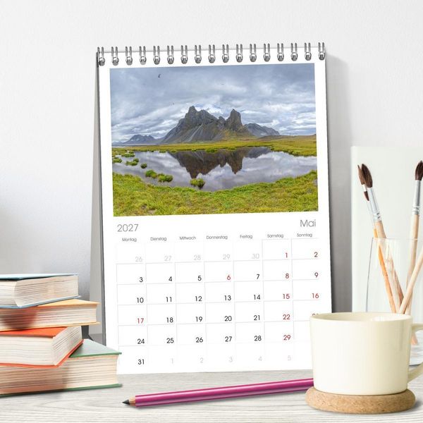 Produktbild: Tischplaner 2027 - Naturwunder in Island (A5 Tischkalender zum Aufstellen) CALVENDO