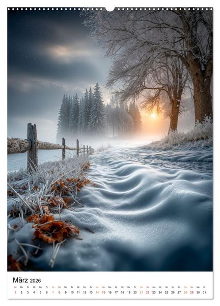 Produktbild: Wintermomente - Natur im wei&szlig;en Kleid (hochwertiger Premium Wandkalender 2026 DIN A2 hoch), Kunstdruck in Hochglanz