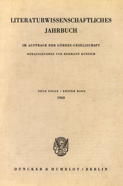 Produktbild: Literaturwissenschaftliches Jahrbuch.. Band 1/1960