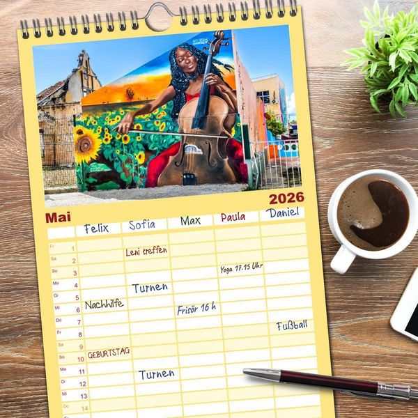 Produktbild: Familienplaner 2026 - W&auml;nde sprechen B&auml;nde mit 5 Spalten (Wandkalender, 21 x 45 cm) CALVENDO