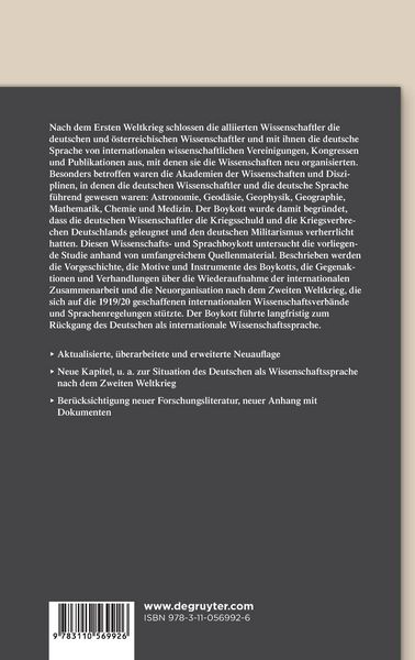 Produktbild: Deutsch als internationale Wissenschaftssprache und der Boykott nach dem Ersten Weltkrieg