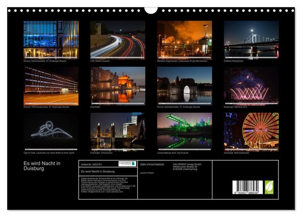 Produktbild: Es wird Nacht in Duisburg (Wandkalender 2026 DIN A3 quer), CALVENDO Monatskalender