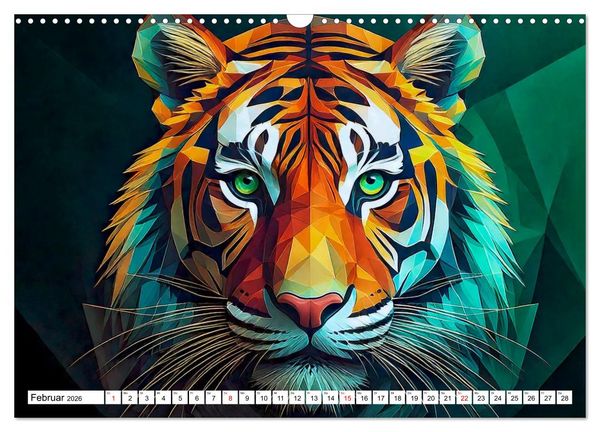 Produktbild: Low Poly Wildlife (Wandkalender 2026 DIN A3 quer), CALVENDO Monatskalender