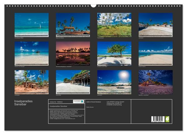 Produktbild: Inselparadies Sansibar (Wandkalender 2026 DIN A2 quer), CALVENDO Monatskalender