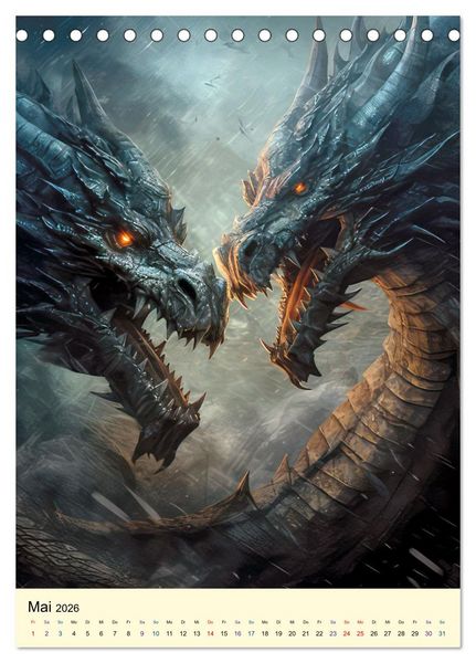 Produktbild: Drachen Ritter Burgen (Tischkalender 2026 DIN A5 hoch), CALVENDO Monatskalender