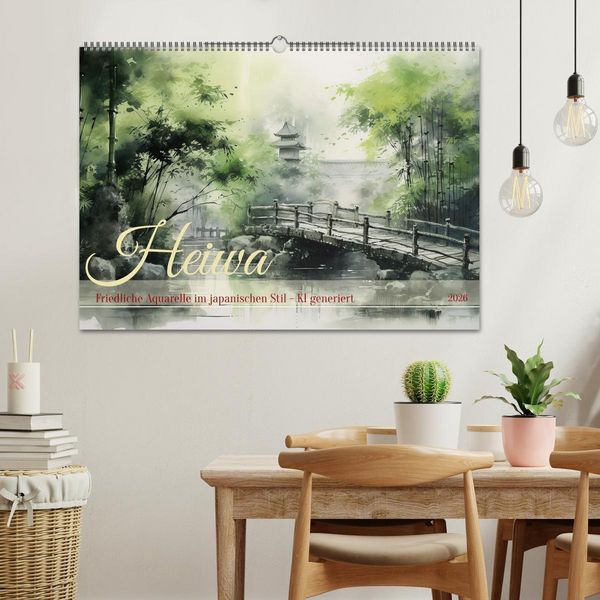 Produktbild: Heiwa - Friedliche Aquarelle im japanischen Stil (Wandkalender 2026 DIN A2 quer), CALVENDO Monatskalender