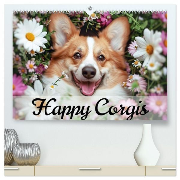 Produktbild: Happy Corgis (hochwertiger Premium Wandkalender 2026 DIN A2 quer), Kunstdruck in Hochglanz