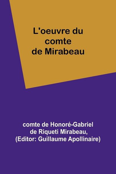 Produktbild: L'oeuvre du comte de Mirabeau