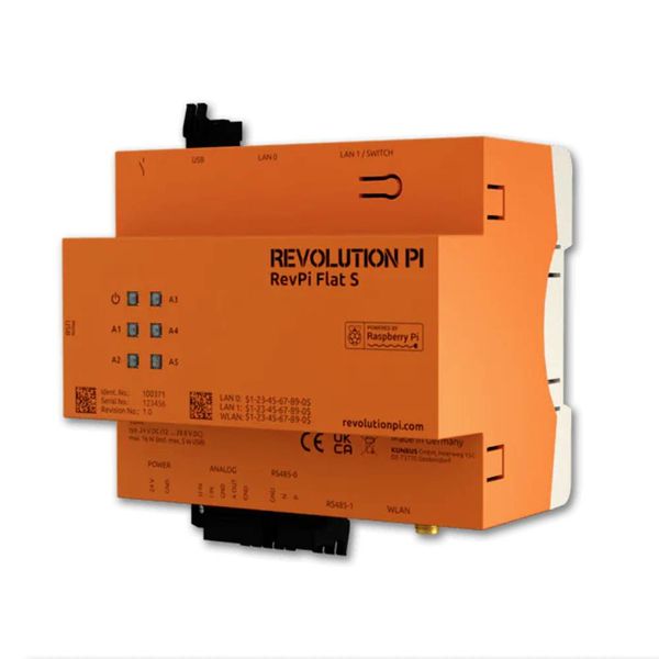 Produktbild: Revolution Pi by Kunbus RevPi Flat S 32GB WiFi-BT PR100371 SPS-Erweiterungsmodul 24V