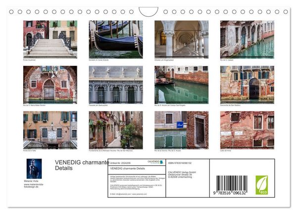 Produktbild: VENEDIG charmante Details (Wandkalender 2026 DIN A4 quer), CALVENDO Monatskalender