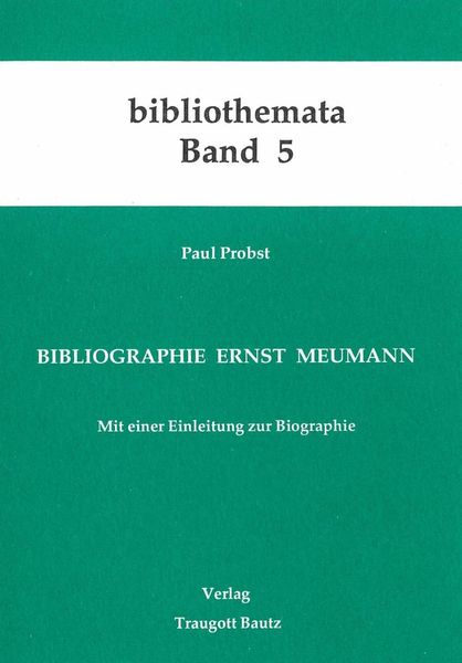 Produktbild: Bibliographie Ernst Meumann