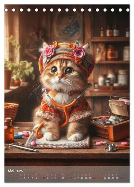 Produktbild: Katzen im Boho-Look - Ein Jahr voller Vielfalt und Charme mit niedlichen Samtpfoten (Tischkalender 2026 DIN A5 hoch), CALVENDO Monatskalender