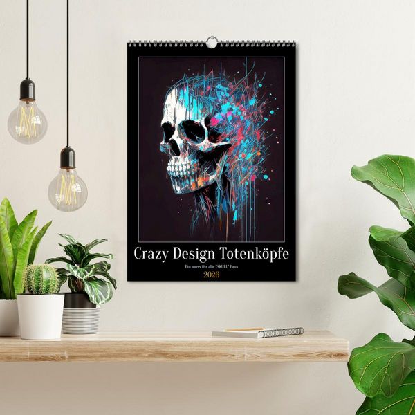 Produktbild: Crazy Design Totenk&ouml;pfe (Wandkalender 2026 DIN A3 hoch), CALVENDO Monatskalender