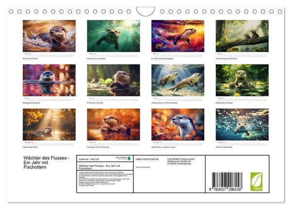Produktbild: W&auml;chter des Flusses - Ein Jahr mit Fischottern (Wandkalender 2026 DIN A4 quer), CALVENDO Monatskalender