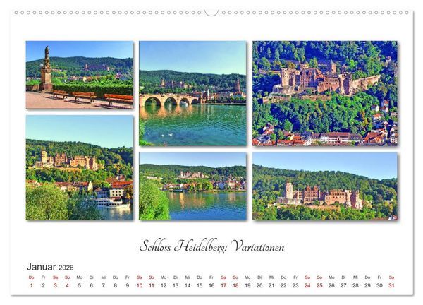 Produktbild: Heidelberg Fotocollagen (Wandkalender 2026 DIN A2 quer), CALVENDO Monatskalender