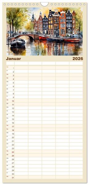 Produktbild: Familienplaner 2026 - Zauberhafte Niederlande mit 5 Spalten (Wandkalender, 21 x 45 cm) CALVENDO