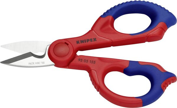 Produktbild: Knipex KNIPEX 95 05 155 SB Elektrikerscheren mit Mehrkomponenten-H&uuml;llen, glasfaserverst&auml;rkt 160 mm 95 05 155 SB