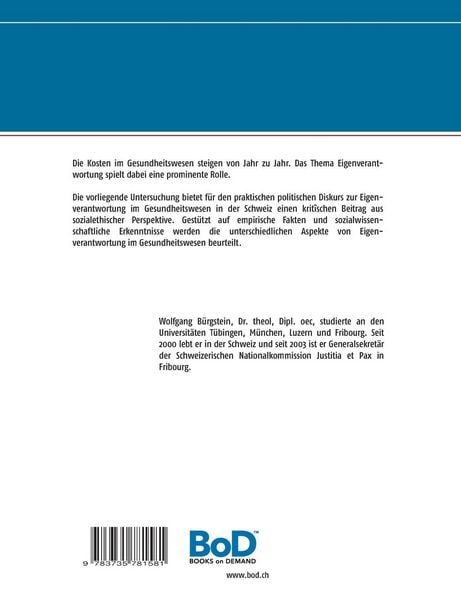 Produktbild: Eigenverantwortung im Schweizer Gesundheitswesen