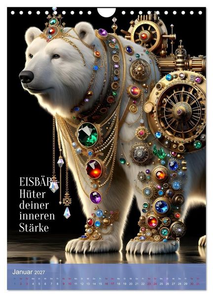 Produktbild: Krafttiere und Kristalle (Wandkalender 2027 DIN A4 hoch), CALVENDO Monatskalender