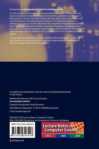 Produktbild: Transactions on Computational Collective Intelligence VIII