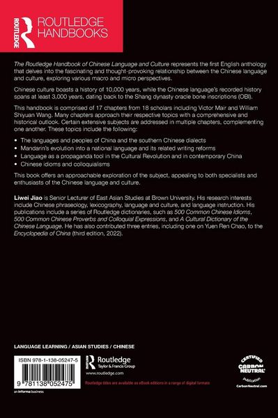 Produktbild: The Routledge Handbook of Chinese Language and Culture