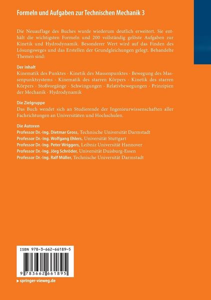 Produktbild: Formeln und Aufgaben zur Technischen Mechanik 3