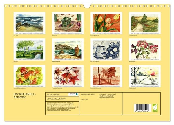 Produktbild: Der AQUARELL-Kalender (Wandkalender 2026 DIN A3 quer), CALVENDO Monatskalender