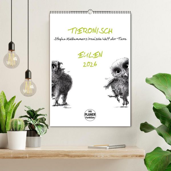 Produktbild: Tieronisch Eulen (Wandkalender 2026 DIN A2 hoch), CALVENDO Monatskalender