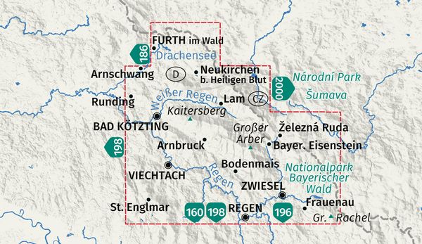 Produktbild: KOMPASS Wanderkarte 195 N&ouml;rdlicher Bayerischer Wald 1:50.000