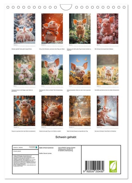 Produktbild: Schwein gehabt (Wandkalender 2026 DIN A4 hoch), CALVENDO Monatskalender