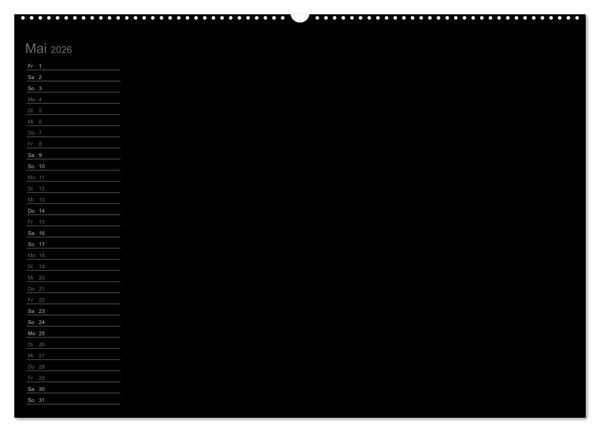 Produktbild: Bastel-Geburtstagskalender schwarz / Geburtstagskalender (Wandkalender 2026 DIN A2 quer), CALVENDO Monatskalender