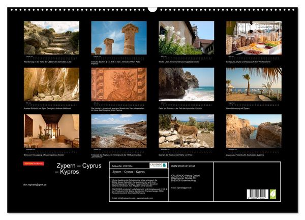 Produktbild: Zypern &ndash; Cyprus &ndash; Kypros (Wandkalender 2026 DIN A2 quer), CALVENDO Monatskalender