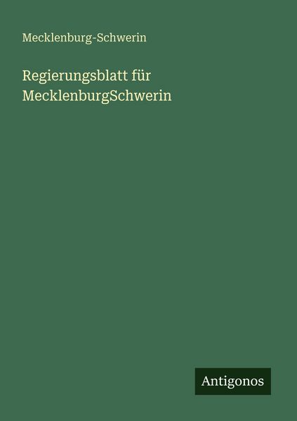 Produktbild: Regierungsblatt f&uuml;r MecklenburgSchwerin