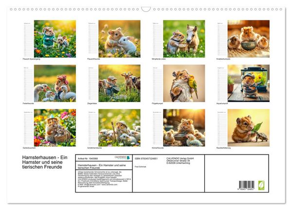 Produktbild: Hamsterhausen - Ein Hamster und seine tierischen Freunde (Wandkalender 2026 DIN A2 quer), CALVENDO Monatskalender