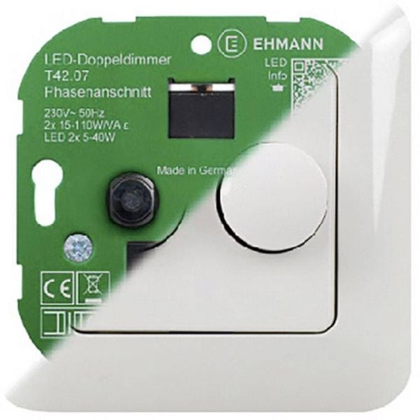 Produktbild: Ehmann 4260c0701 Unterputz Dimmer Geeignet f&uuml;r Leuchtmittel: LED-Lampe, Gl&uuml;hlampe, Halogenlampe Wei&szlig;