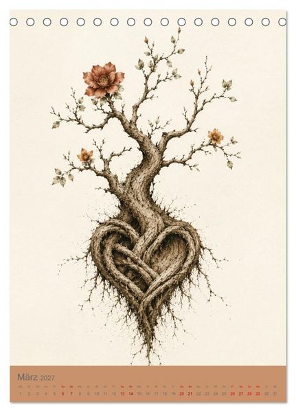 Produktbild: Verwurzelte Tr&auml;ume - Poetische Frauenportr&auml;ts voller Natur und Symbolik (Tischkalender 2027 DIN A5 hoch), CALVENDO Monatskalender